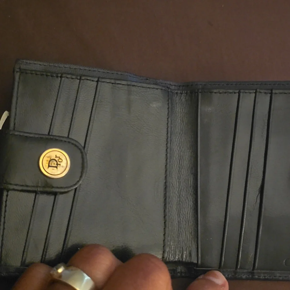 Black Leather Women's Wallet with Gold Accent